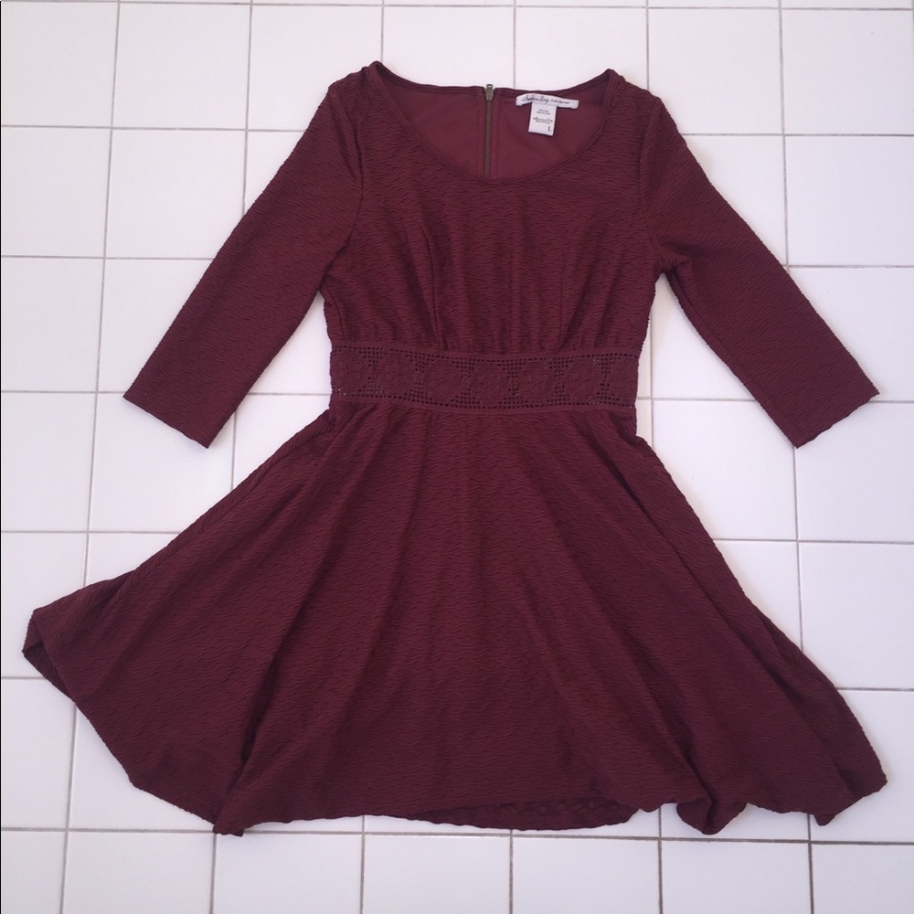 American Rag Burgundy 3/4 Sleeve Dress Sz Large